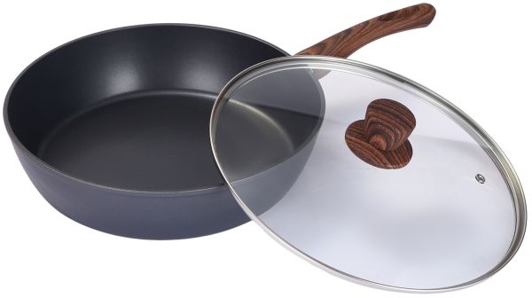 Сковорода алюминиевая глубокая BRAVO CHEF с крышкой, 20 см (BC-1101-20/L)