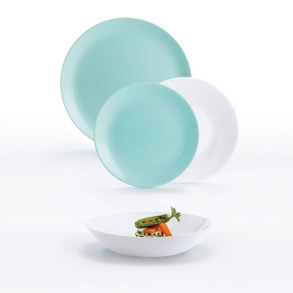 Столовый сервиз LUMINARC DIWALI LIGHT TURQUOISE & WHITE 18 пр. (P5912)
