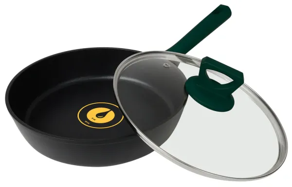 Сковорода алюминиевая глубокая RINGEL Herbal с крышкой, 22 см (RG-1101-22/h/L)