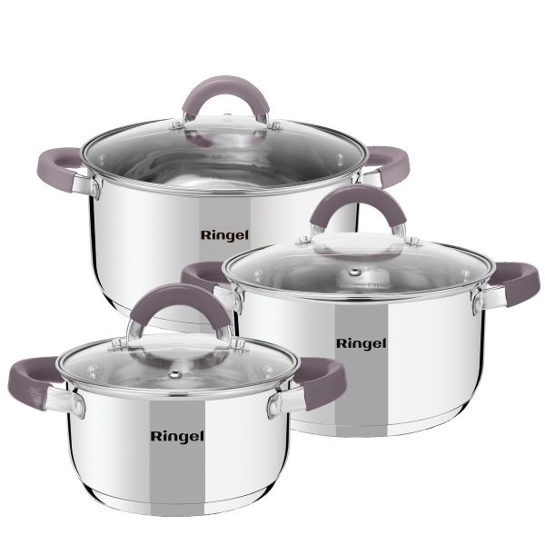 Набор посуды RINGEL Meyer 6 предметов (кастрюли 1.6+2.3+3.2 л) (RG-6000)