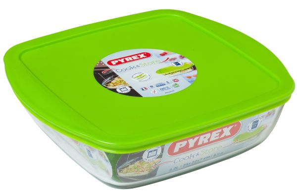 Форма для запікання квадратна PYREX Cook&Store з кришкою 2,2 л, 25х22х7 см (212P000/7645)