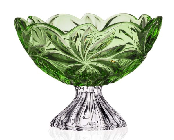 Фруктовниця на ніжці Bohemia Flora Green 285 мм (6KG79 72T27 285 Z)