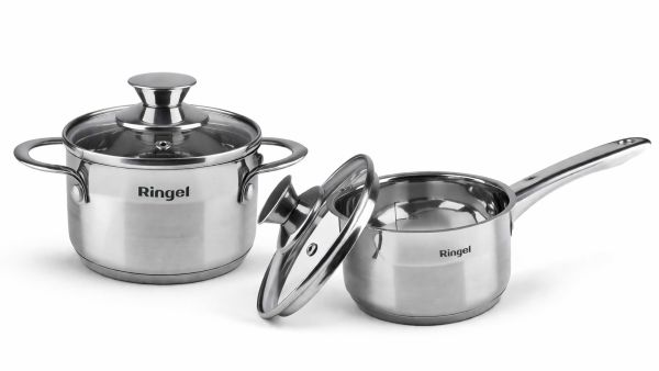 Набор ковш с крышкой RINGEL Kinder 0.6 л, 12 см + Кастрюля с крышкой Ringel Kinder 1 л, 14 см (4006/2006)