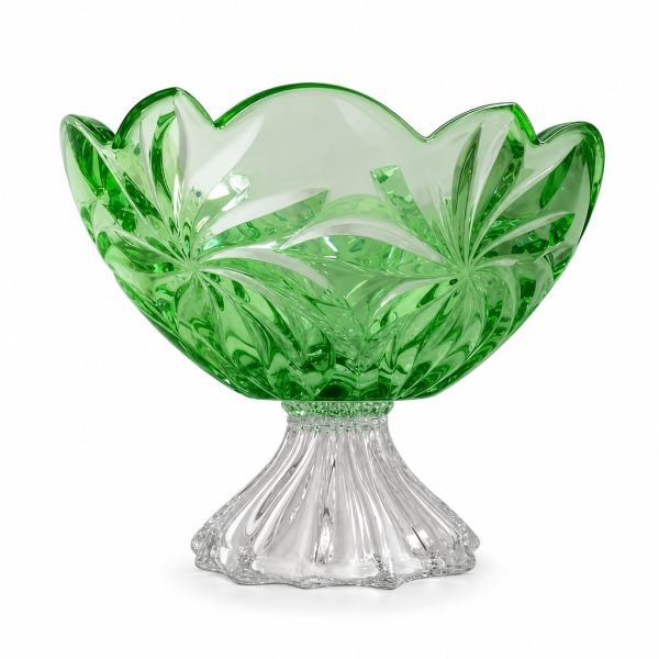 Фруктовница на ножке Bohemia Flora Green 285 мм (6KG79 72T27 285 Z)