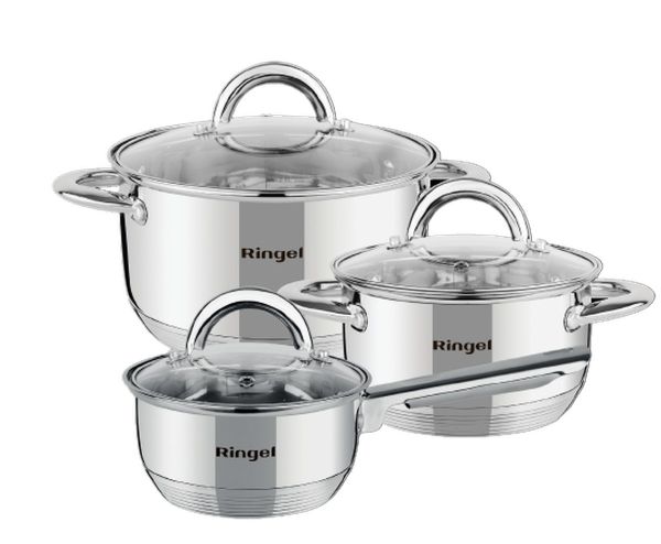 Набор посуды RINGEL Leipzig 6 предметов (ковш 1.15 л. + кастрюли 1.9 + 3.6 л.) (RG-6004)